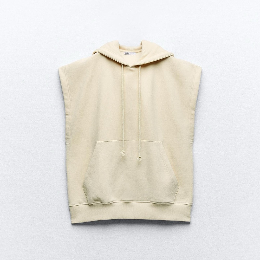 Zara Women's Cream Hoodied Vest